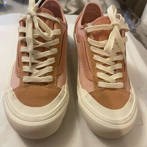 Vans Pink and White Sneakers Retro-Inspired Low-Top